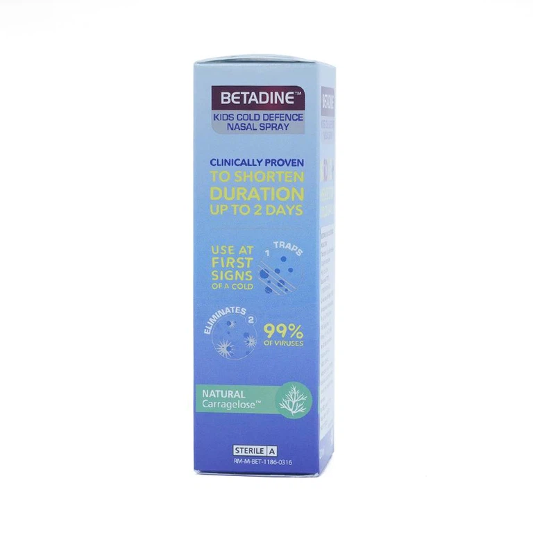 Xịt mũi Betadine Cold Defense Nasal Spray Kids 1+ 20ml dùng cho cảm cúm trẻ em
