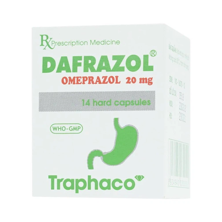 Thuốc Dafrazol  Traphaco điều trị và phòng ngừa loét dạ dày tá tràng, viêm thực quản trào ngược (14 viên)