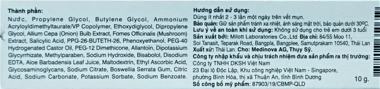 Gel Hiruscar Spot Gel hỗ trợ kháng khuẩn, ngừa mụn trứng cá (10g)