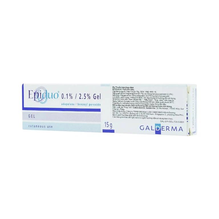 Gel bôi ngoài da Epiduo 0.1%/2.5% Galderma điều trị mụn trứng cá (15g)