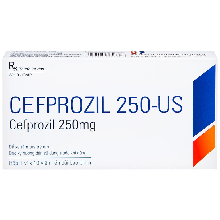 Thuốc Cefprozil 250-US điều trị nhiễm khuẩn (1 vỉ x 10 viên)