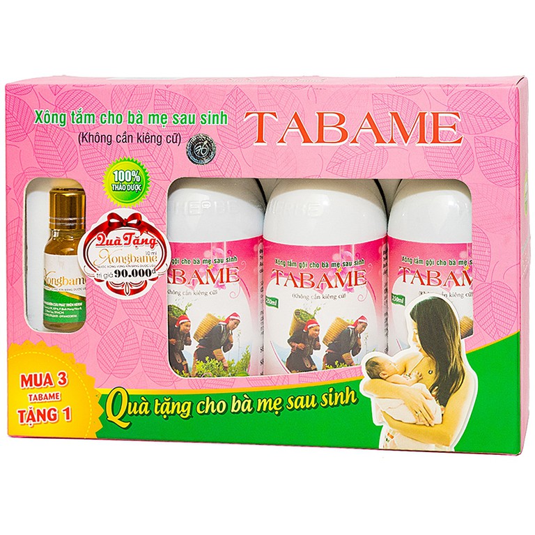 Xông tắm cho bà mẹ sau sinh Tabame Herbe tăng cường sức khỏe, hỗ trợ điều trị sản hậu (3 chai)