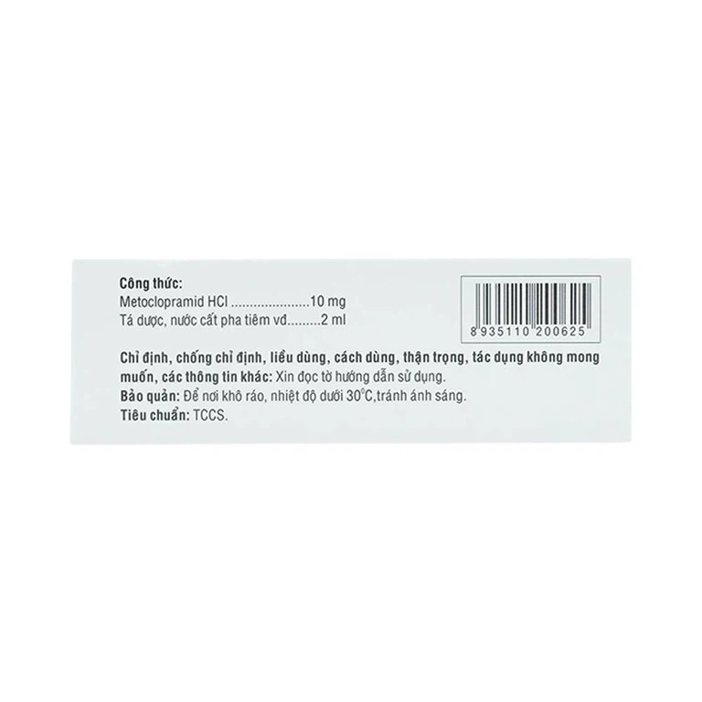 Thuốc tiêm Vincomid 10mg/2ml Vinphaco dự phòng nôn và buồn nôn hậu phẫu, do xạ trị (2 vỉ x 5 ống x 2ml)