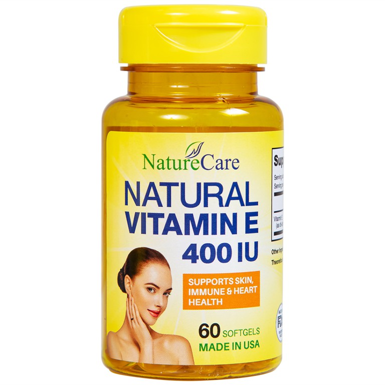 Viên uống Natural Vitamin E 400IU Naturecare cải thiện sức khỏe da và phục hồi da (60 viên)
