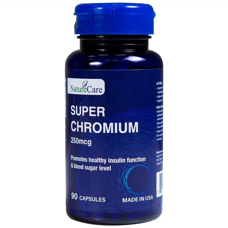 Viên uống Super Chromium 250mcg NatureCare cân bằng đường huyết, giảm cholesterol (90 viên)
