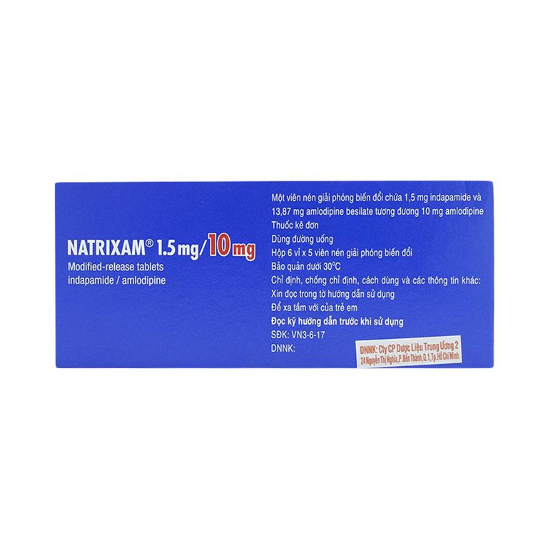 Viên nén Natrixam 1.5mg/10mg Servier điều trị tăng huyết áp (6 vỉ x 5 viên) 