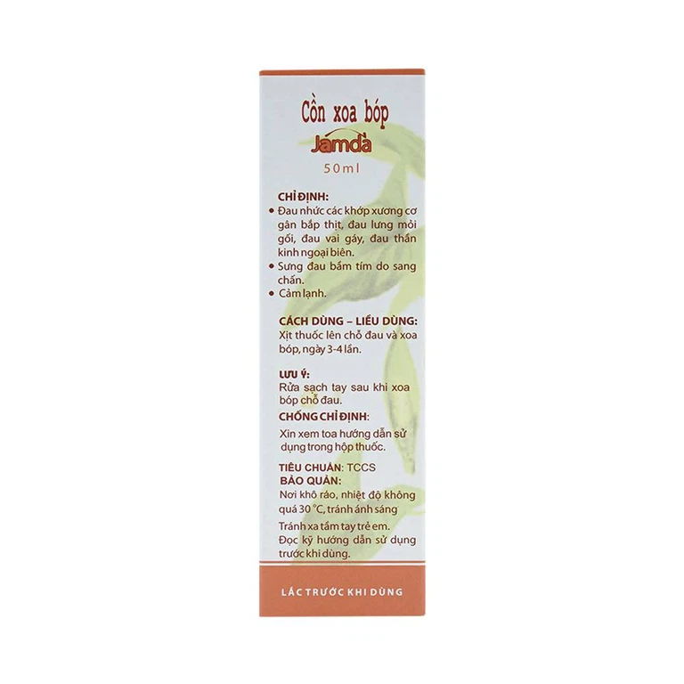 Cồn xoa bóp Jamda Traphaco điều trị đau nhức các khớp xương cơ gân bắp thịt, đau lưng, mõi gối (50ml)