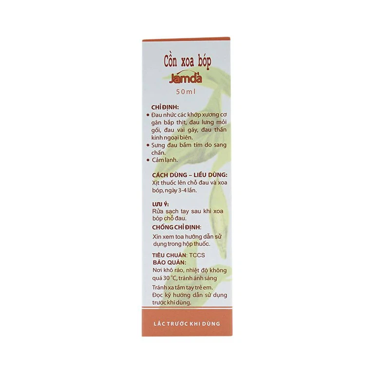 Cồn xoa bóp Jamda Traphaco điều trị đau nhức các khớp xương cơ gân bắp thịt, đau lưng, mõi gối (50ml)