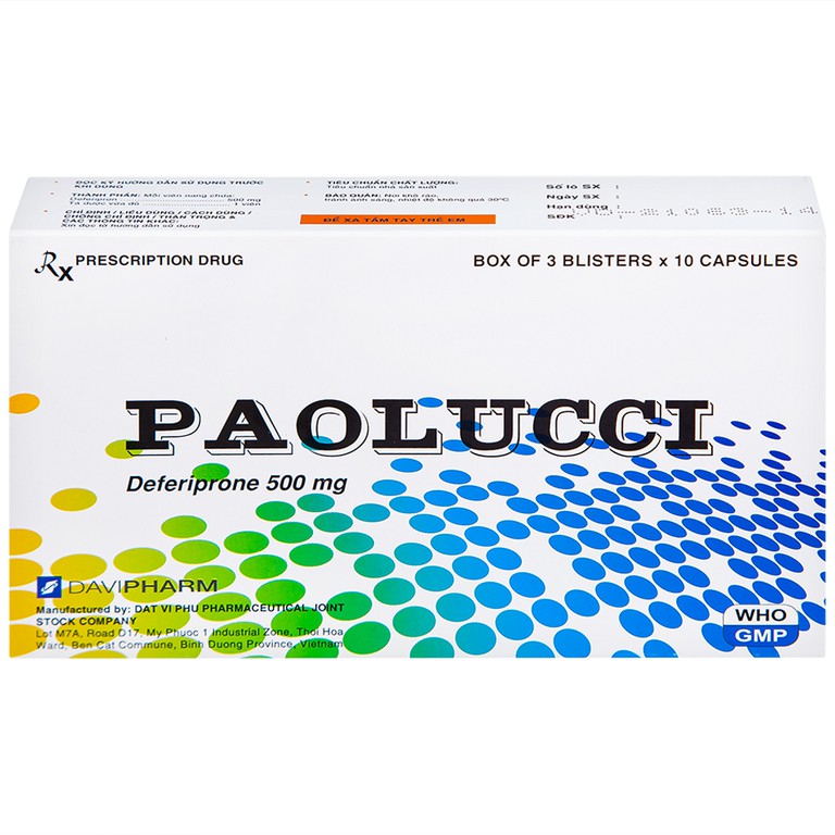 Thuốc Paolucci DaViPharm điều trị dư thừa sắt trong cơ thể (3 vỉ x 10 viên)