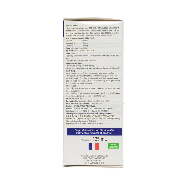 Siro Special Kid Calcium Vitamine D bổ sung Calci và Vitamin D giúp xương, răng chắc khỏe (125ml)