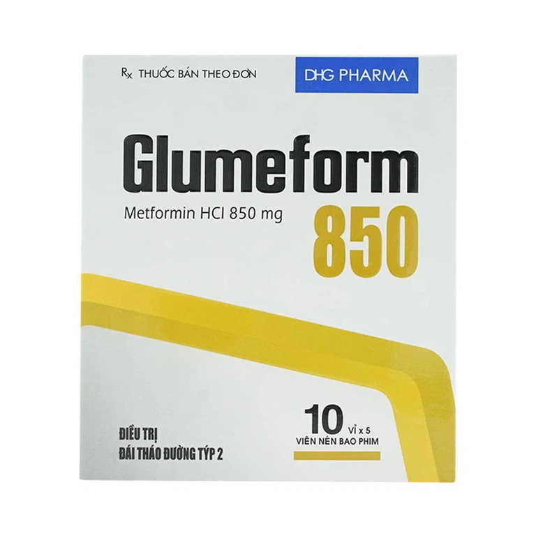 Thuốc Glumeform 850 DHG điều trị bệnh đái tháo đường típ 2 (10 vỉ x 5 viên)