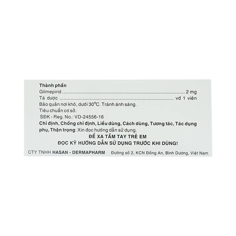 Viên nén Miaryl 2mg Hasan điều trị đái tháo đường típ 2 (10 vỉ x 10 viên)