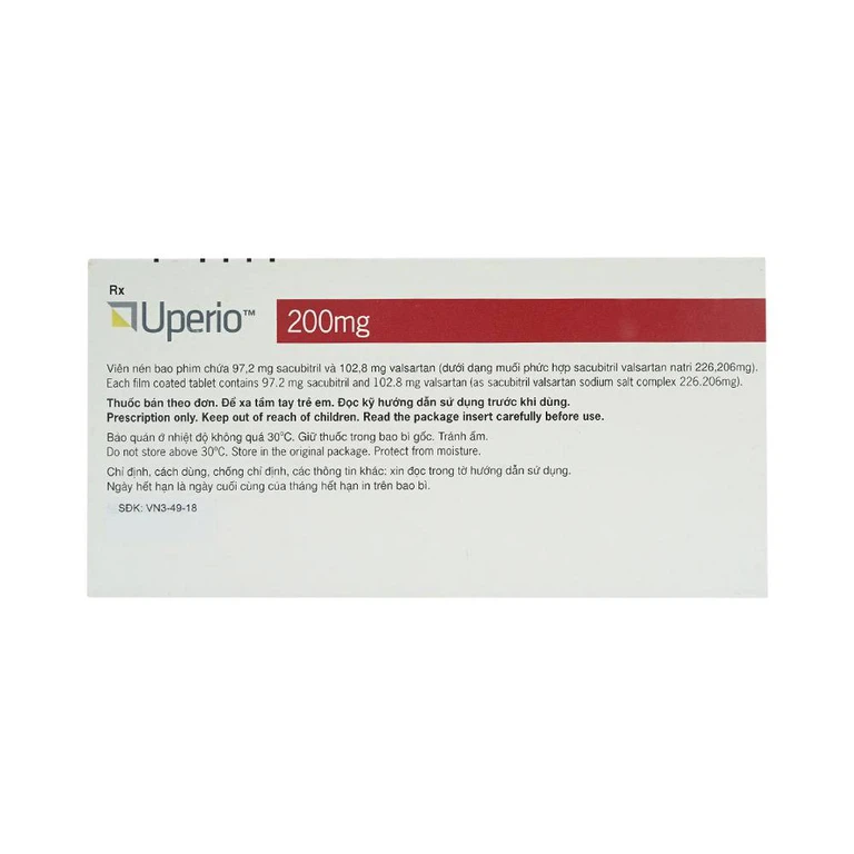 Thuốc Uperio 200mg Novartis điều trị suy tim (4 vỉ x 7 viên)