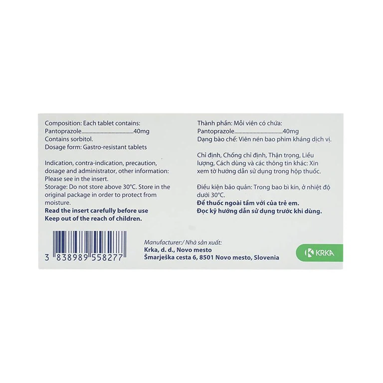 Viên nén Nolpaza 40mg KRKA điều trị bệnh trào ngược dạ dày – thực quản, loét đường tiêu hoá (1 vỉ x 14 viên)