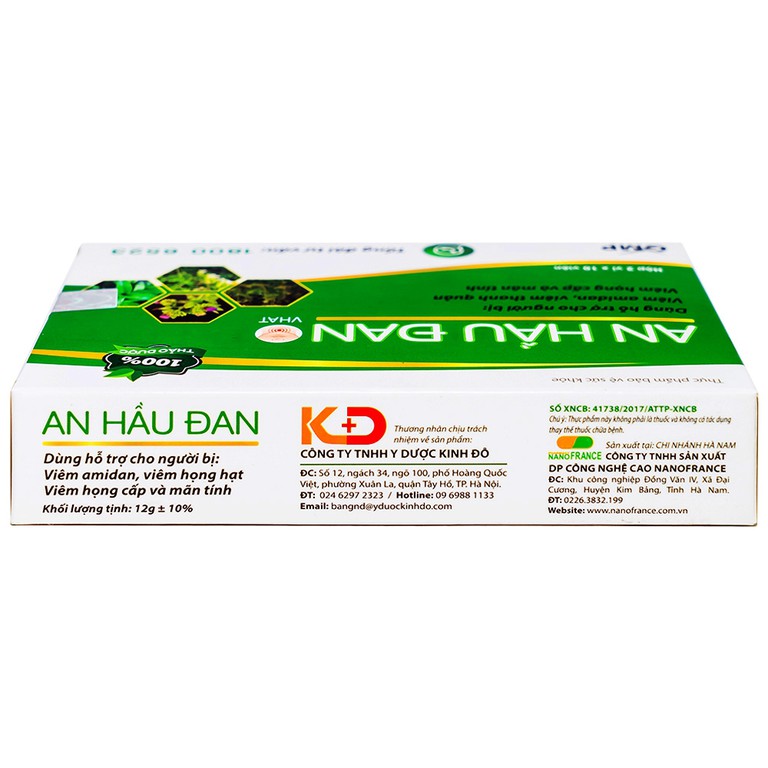 Viên ngậm An Hầu Đan Kinh Đô hỗ trợ viêm amidan, viêm thanh quản, viêm họng cấp (2 vỉ x 10 viên)