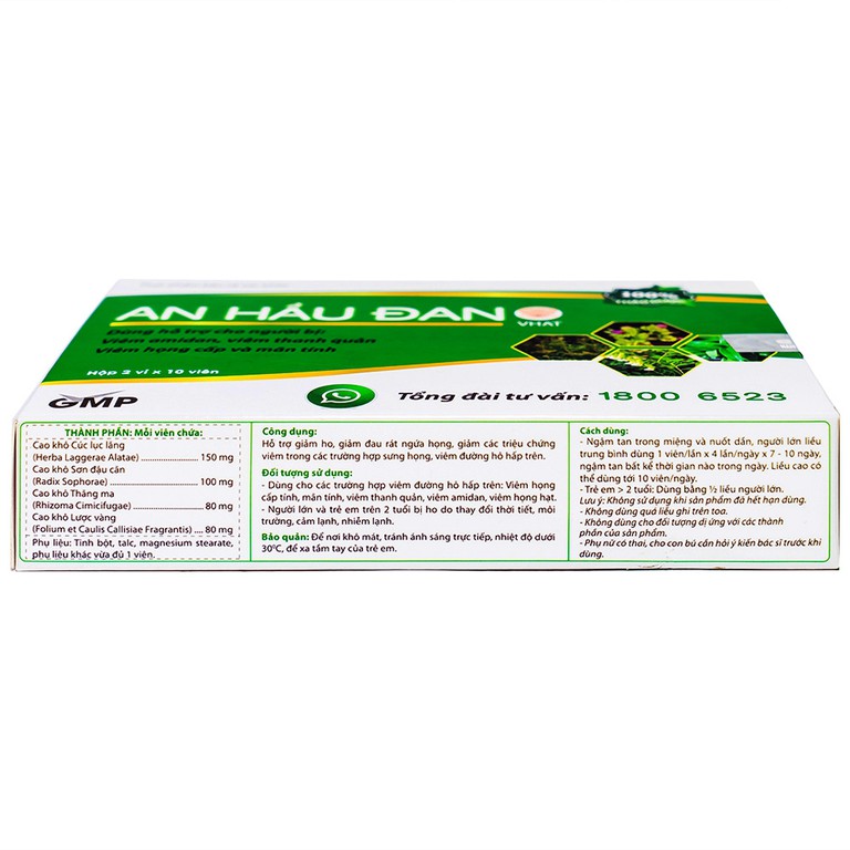 Viên ngậm An Hầu Đan Kinh Đô hỗ trợ viêm amidan, viêm thanh quản, viêm họng cấp (2 vỉ x 10 viên)