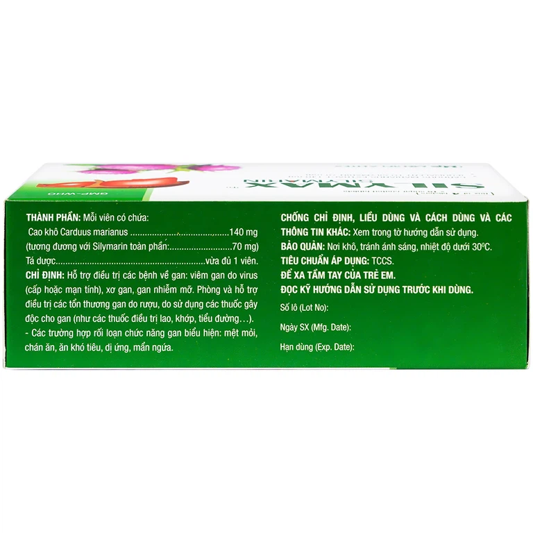 Thuốc Silymax Silymarin Mediplantex điều trị viêm gan do virus, xơ gan (4 vỉ x 15 viên)