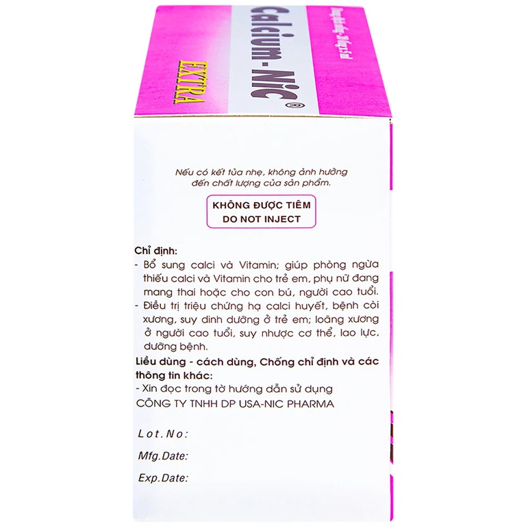 Dung dịch uống Calcium-NIC Extra bổ sung canxi và vitamin (20 ống x 5ml)