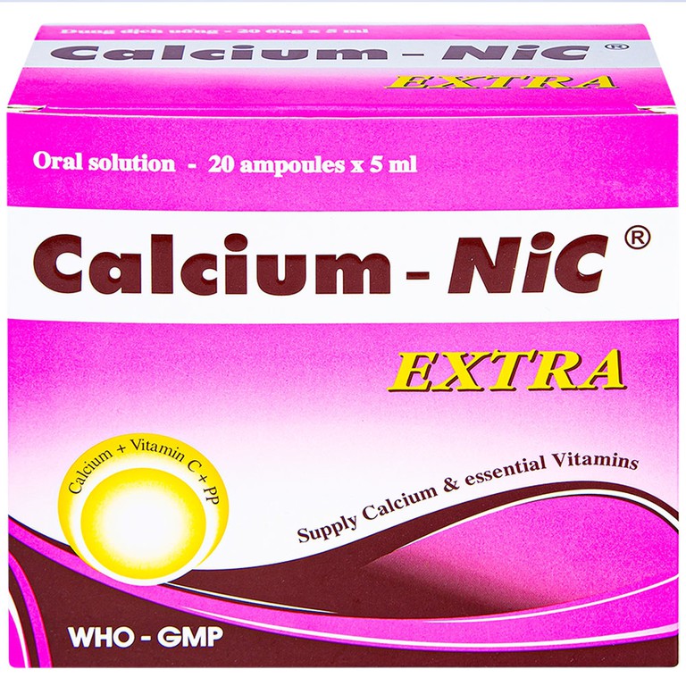 Dung dịch uống Calcium-NIC Extra bổ sung canxi và vitamin (20 ống x 5ml)