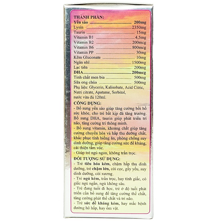 Siro Yến Sào Ăn Ngủ Ngon Gold hỗ trợ bồi bổ sức khỏe (120ml)