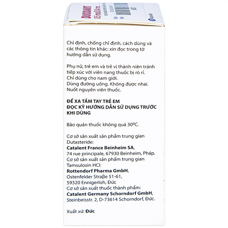 Thuốc Duodart 0.5mg/0.4mg GSK điều trị bệnh phì đại lành tính tuyến tiền liệt (30 viên)