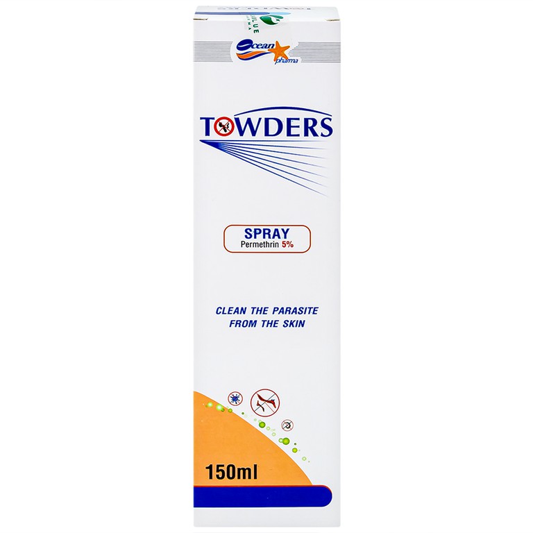 Xịt dung dịch Towders Spray Ocean Pharma làm sạch các loại ký sinh trùng khỏi da (150ml)