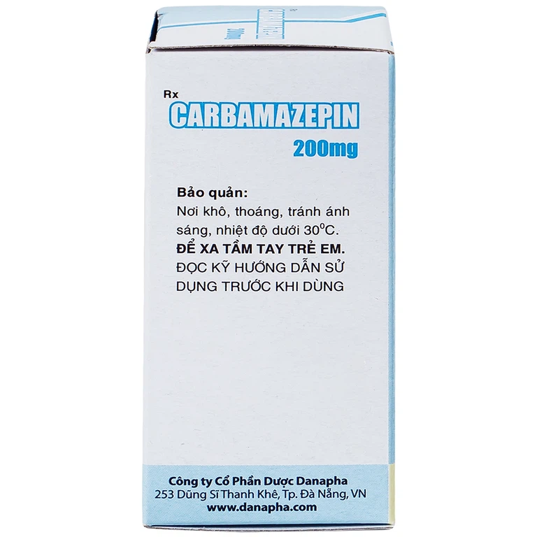 Thuốc Carbamazepin 200mg Danapha điều trị bệnh động kinh, giảm đau dây thần kinh (100 viên)