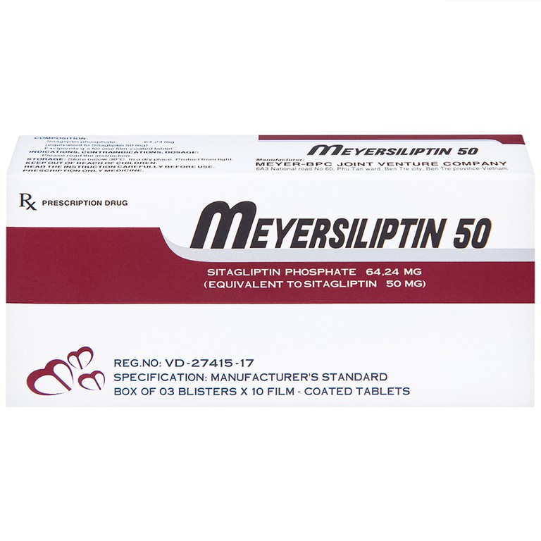 Viên nén Meyersiliptin 50 Meyer - BPC hỗ trợ chế độ ăn kiêng, kiểm soát đường huyết (3 vỉ x 10 viên)