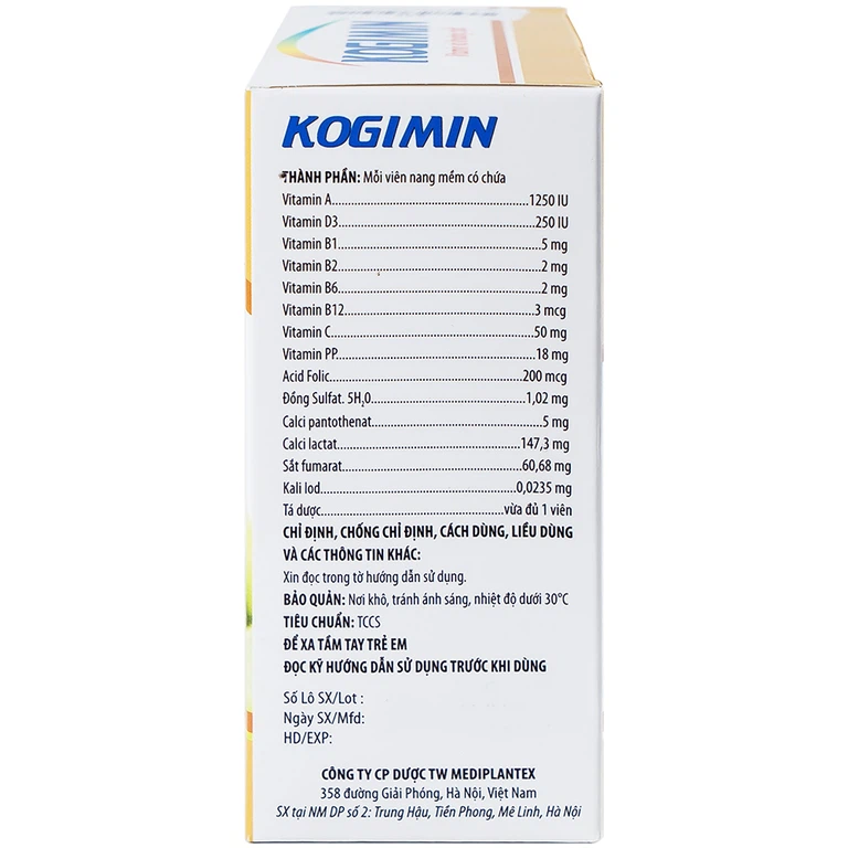 Viên nang mềm Kogimin Mediplantex bổ sung vitamin và khoáng chất (12 vỉ x 5 viên)
