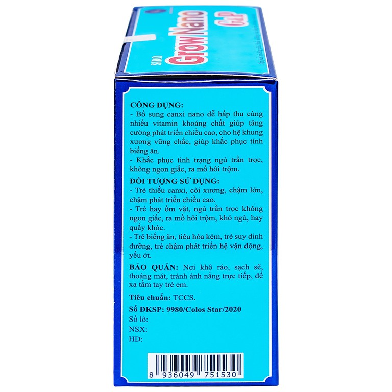Siro Grow Nano G&P giúp trẻ phát triển hệ xương, tăng cường đề kháng (20 ống x 10ml)
