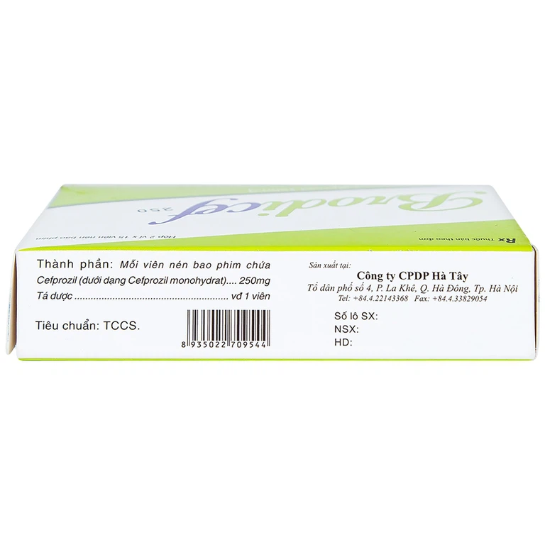 Thuốc Brodicef 250 Hà Tây điều trị nhiễm trùng (2 vỉ x 15 viên)