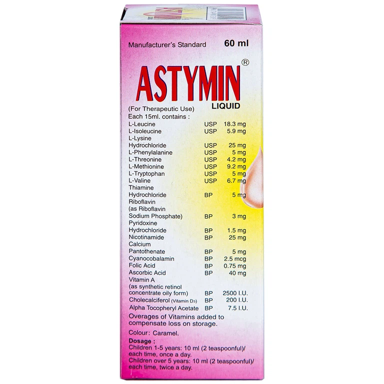 Siro Astymin Liquid Tablets bổ sung dinh dưỡng cho trẻ em (60ml)