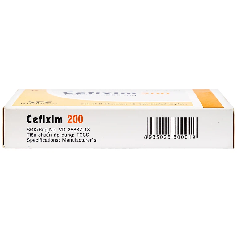 Thuốc Cefixim 200mg Pharimexco điều trị nhiễm khuẩn (2 vỉ x 10 viên)