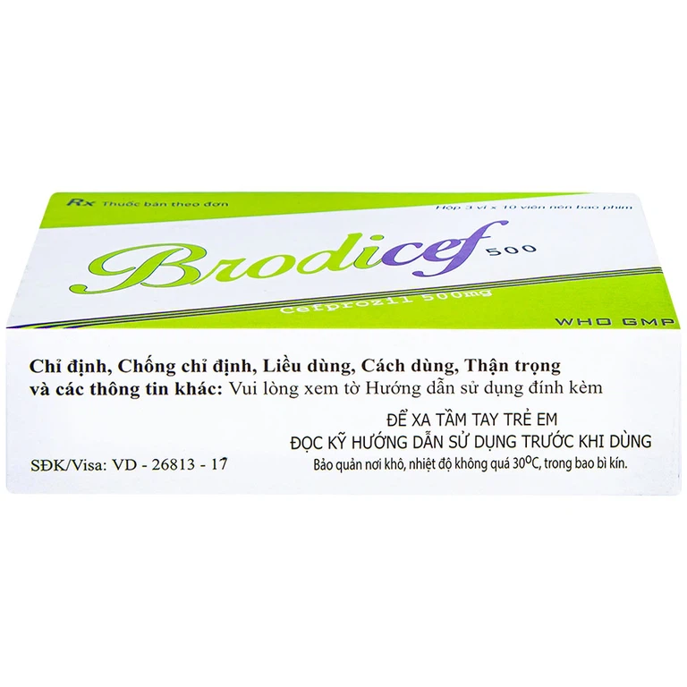 Thuốc Brodicef 500 Hà Tây điều trị nhiễm trùng (3 vỉ x 10 viên)