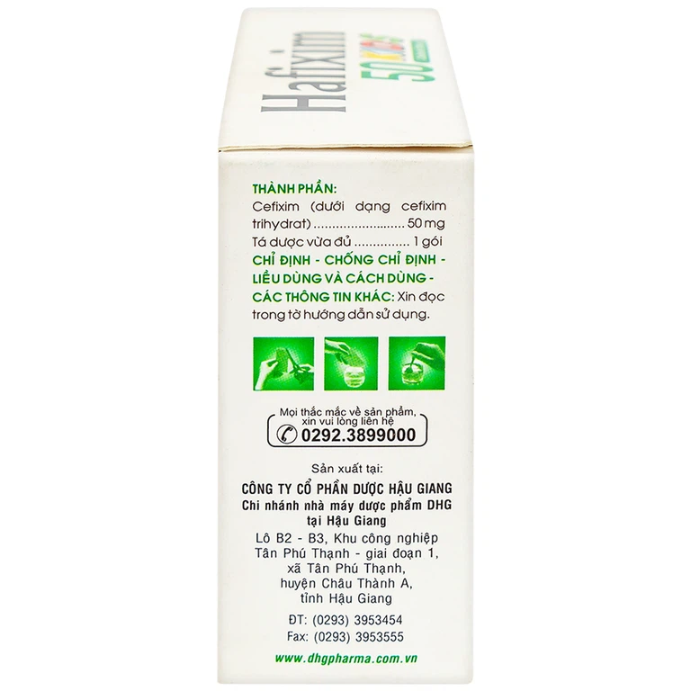 Bột Hafixim 50 Kids DHG điều trị nhiễm khuẩn (24 gói)