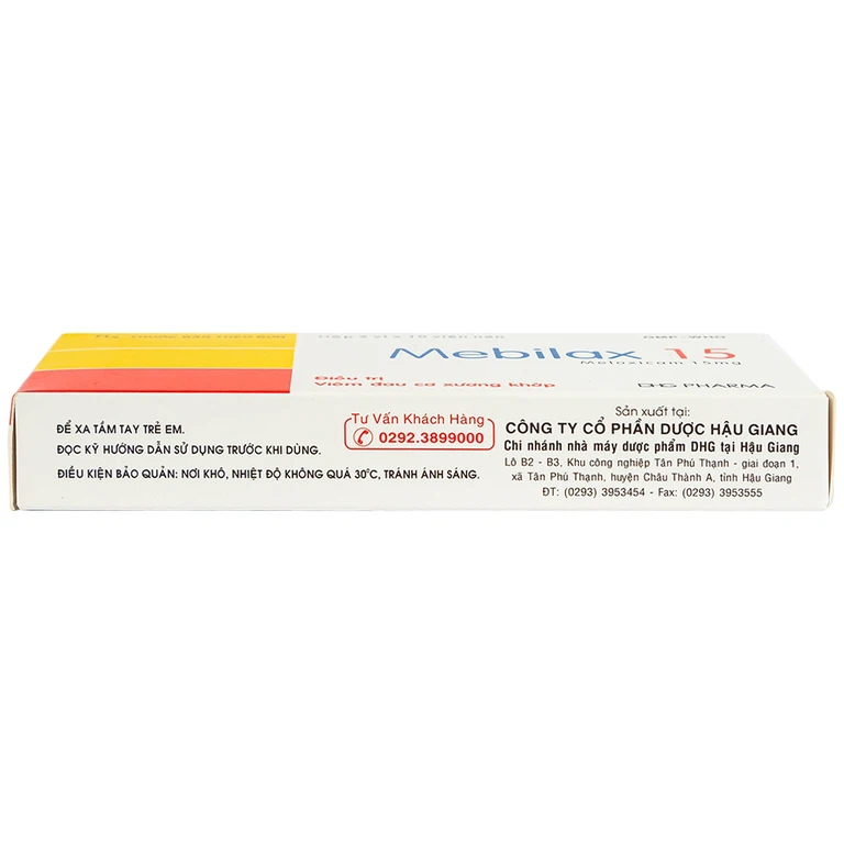 Thuốc Mebilax 15 DHG điều trị viêm đau cơ xương khớp (2 vỉ x 10 viên) 
