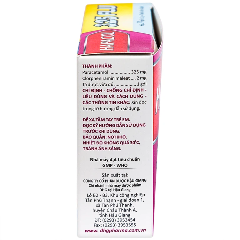 Cốm Hapacol 325 Flu DHG điều trị đau đầu, đau nửa đầu, đau răng (24 gói)
