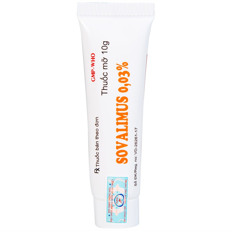 Thuốc mỡ Sovalimus 0.03% Hadiphar điều trị viêm da (10g)
