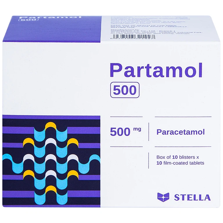 Thuốc Partamol 500 Stella điều trị các cơn đau và sốt từ nhẹ đến vừa (10 vỉ x 10 viên)
