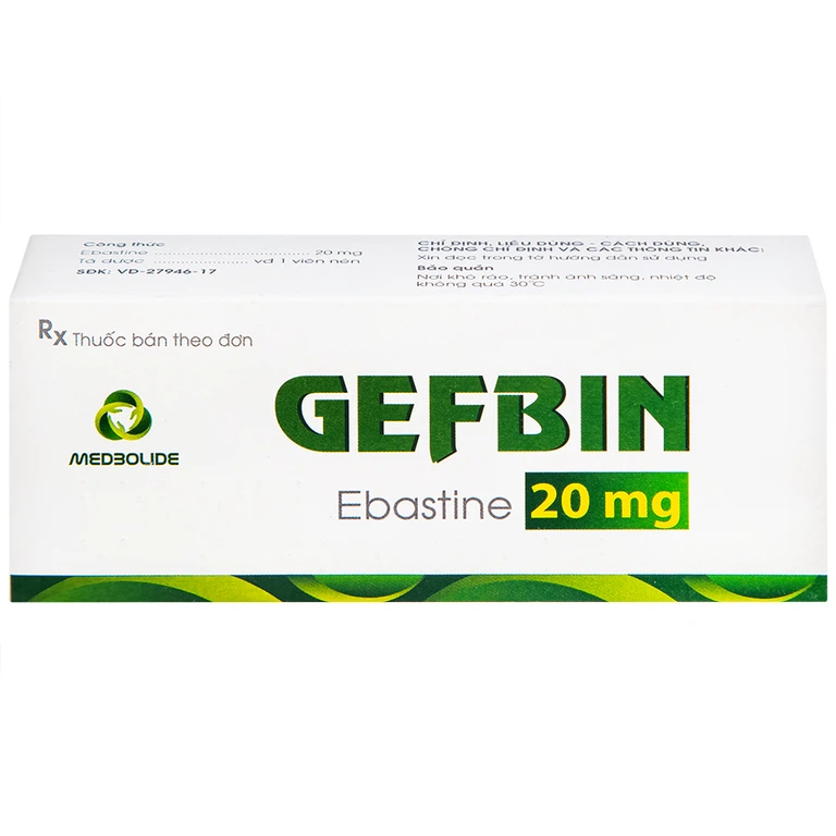 Thuốc Gefbin Medisun điều trị viêm mũi dị ứng, mề đay vô căn mạn tính (3 vỉ x 10 viên)