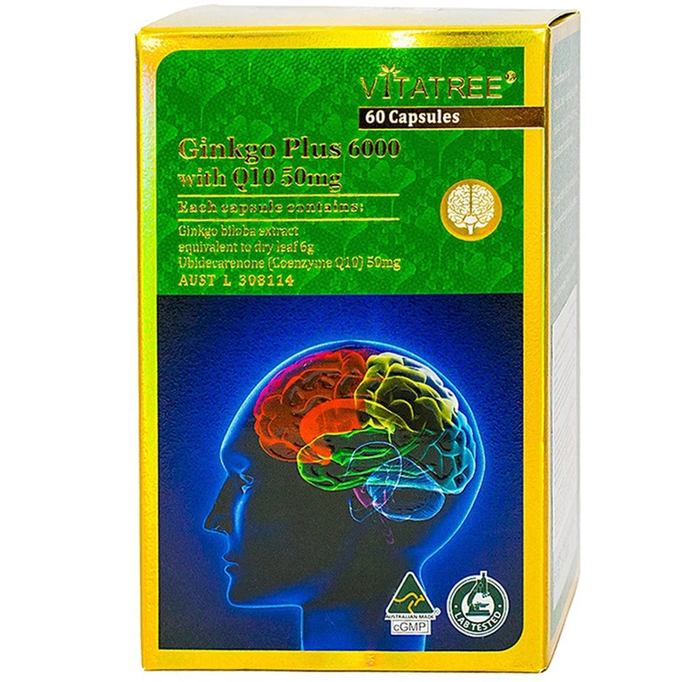 Viên uống Ginkgo Plus 6000 With Q10 50mg Vitatree hỗ trợ cải thiện trí nhớ (60 viên)