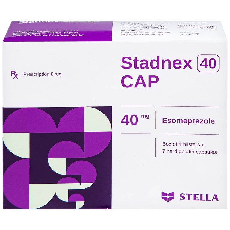 Thuốc Stadnex 40 CAP Stella điều trị trào ngược dạ dày, thực quản (4 vỉ x 7 viên)
