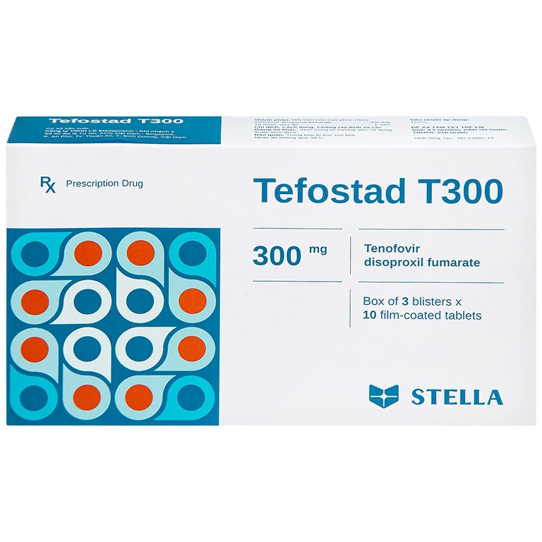 Thuốc Tefostad T300 Stella phòng và điều trị nhiễm HIV-1 (3 vỉ x 10 viên)