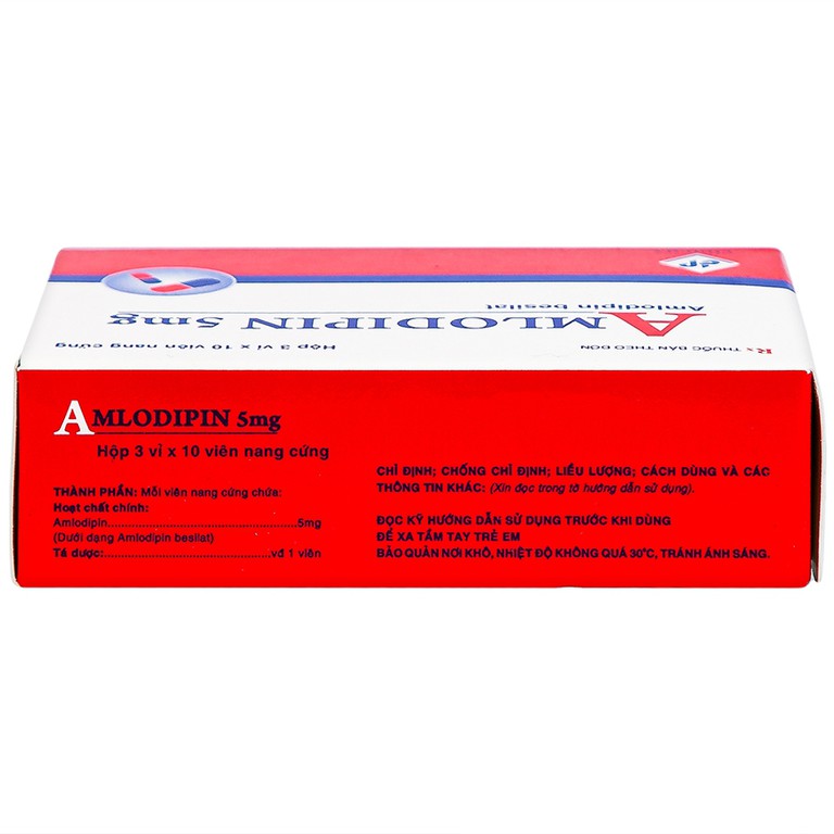 Thuốc Amlodipin 5mg Vidipha điều trị tăng huyết áp, đau thắt ngực (3 vỉ x 10 viên)