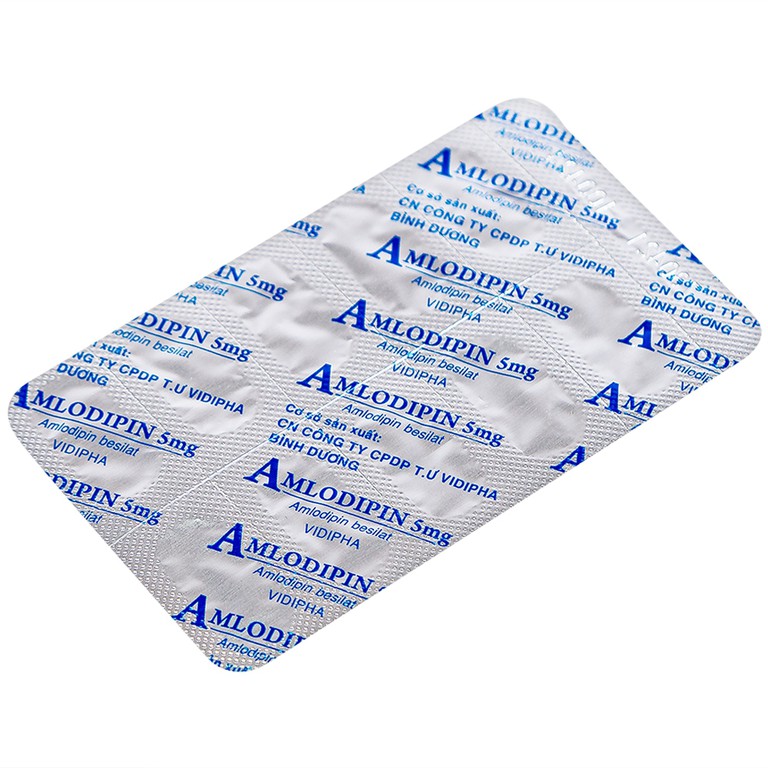 Thuốc Amlodipin 5mg Vidipha điều trị tăng huyết áp, đau thắt ngực (3 vỉ x 10 viên)