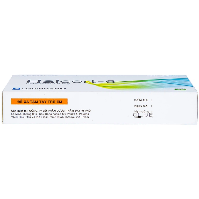 Thuốc Halcort-6 Davipharm kháng viêm, trị viêm khớp dạng thấp, điều trị sốc phản vệ, hen (3 vỉ x 10 viên)