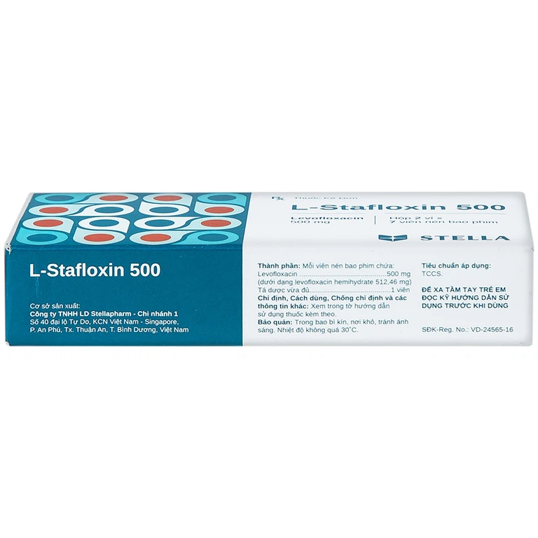 Thuốc L-Stafloxin 500 Stella điều trị nhiễm khuẩn (2 vỉ x 7 viên)
