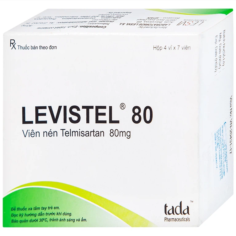 Viên nén Levistel 80 Tada Pharma điều trị tăng huyết áp, suy tim (4 vỉ x 7 viên)
