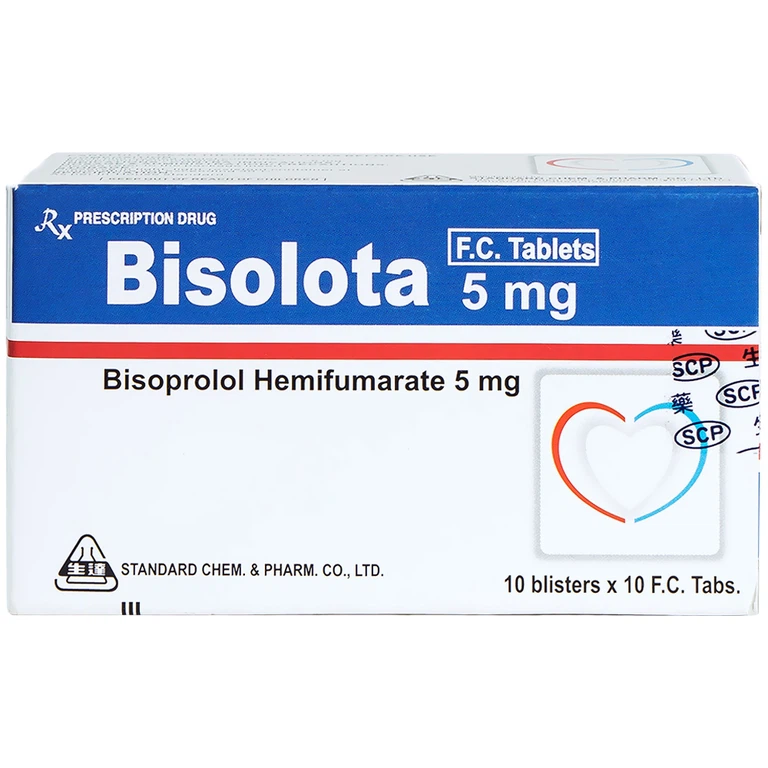 Thuốc Bisolota 5mg điều trị cao huyết áp (10 vỉ x 10 viên)