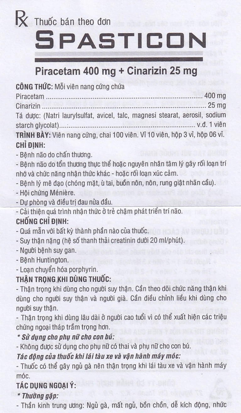 Thuốc Spasticon TV.Pharm điều trị bệnh não do chấn thương (6 vỉ x 10 viên)